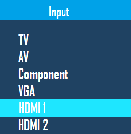 Select HDMI input on TV