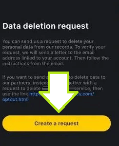 Click on Create a Request to Delete iFunny Account