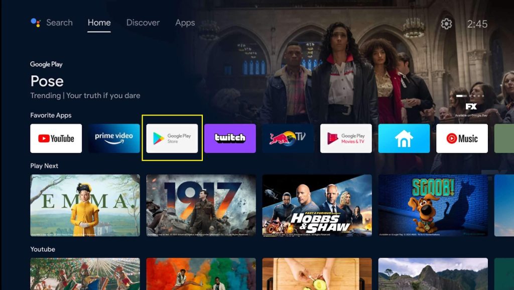 Google Play Store on Android TV