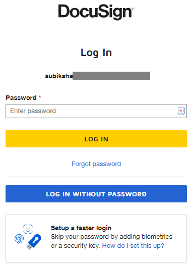 Login with the required details