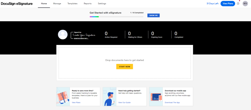 Start using the DocuSign free trial