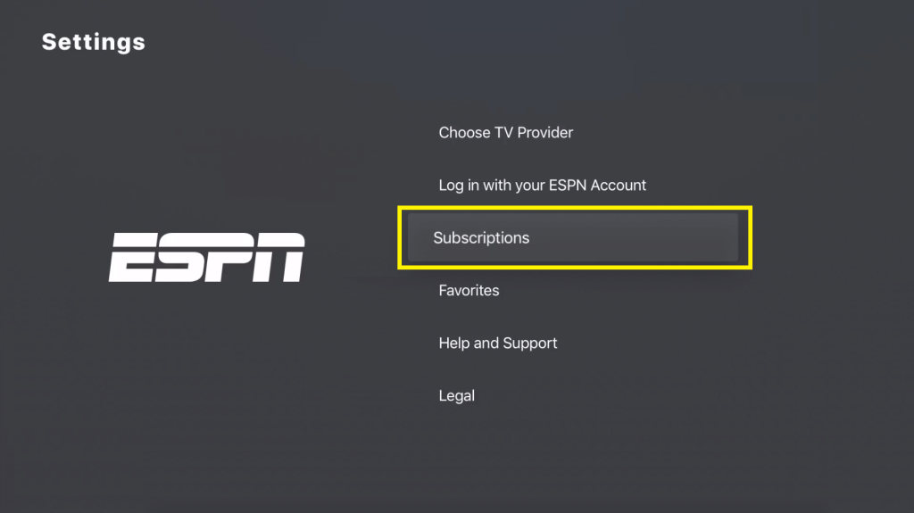 Subscriptions on ESPN