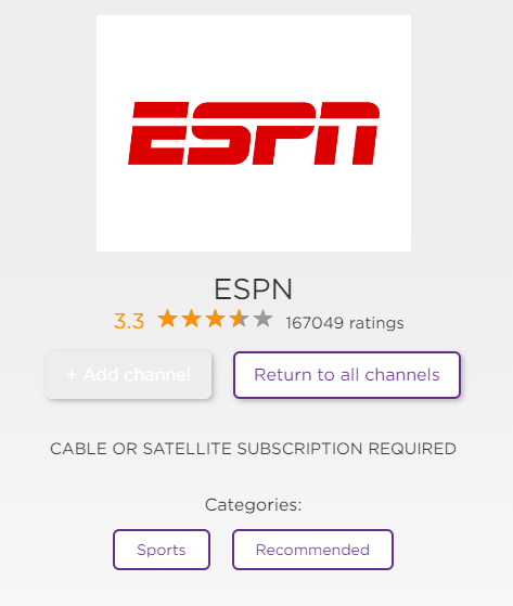 Watch the F1 race using the ESPN channel on Roku