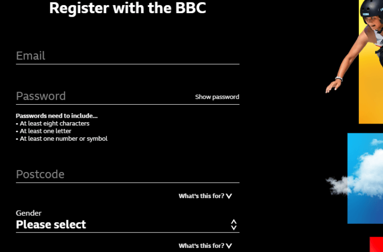 Fill details to create a Freeview account