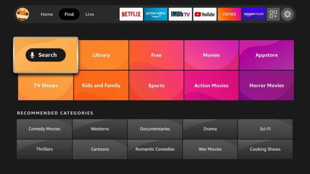 Find menu and Search bar - How to add apps on Toshiba Smart TV