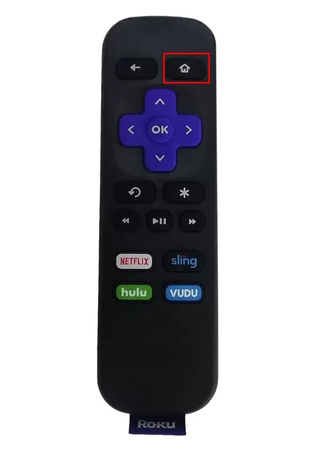 Home button on the Roku remote