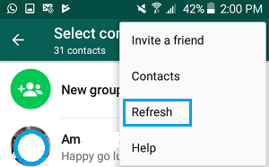 Refresh the WhatsApp Contact