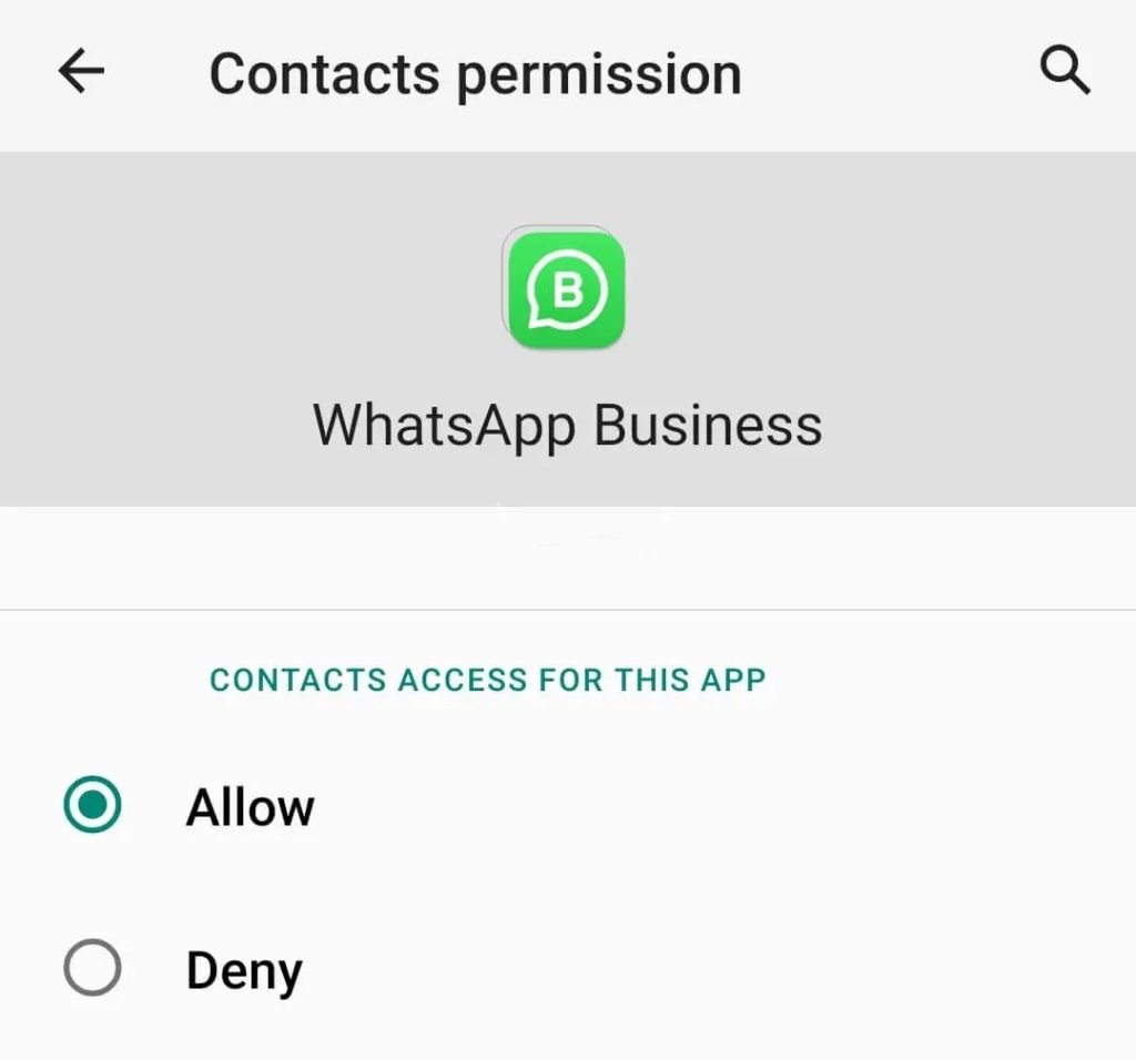 Allow Permission for WhatsApp to Access the Contact