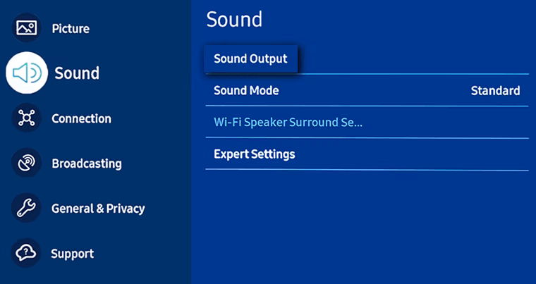 Sound Output on Samsung TV