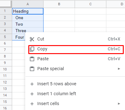 How to Indent in Google Sheets