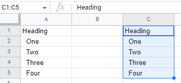 How to Indent in Google Sheets