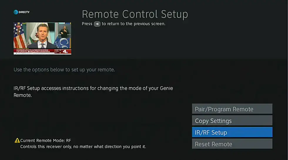 IR/RF Setup