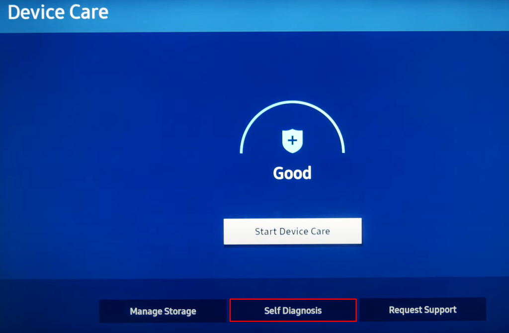 select Self Diagnosis to start diagnosing your Samsung TV