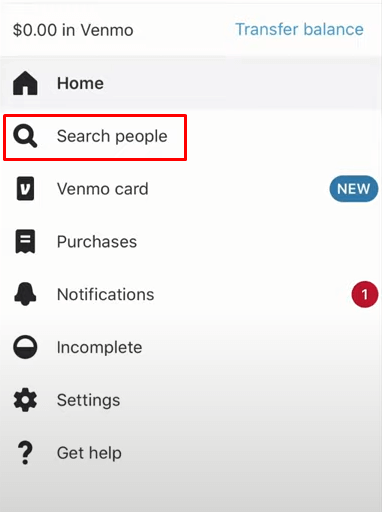 tap on the Search People tab