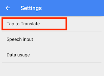 Click the Tap to Translate option