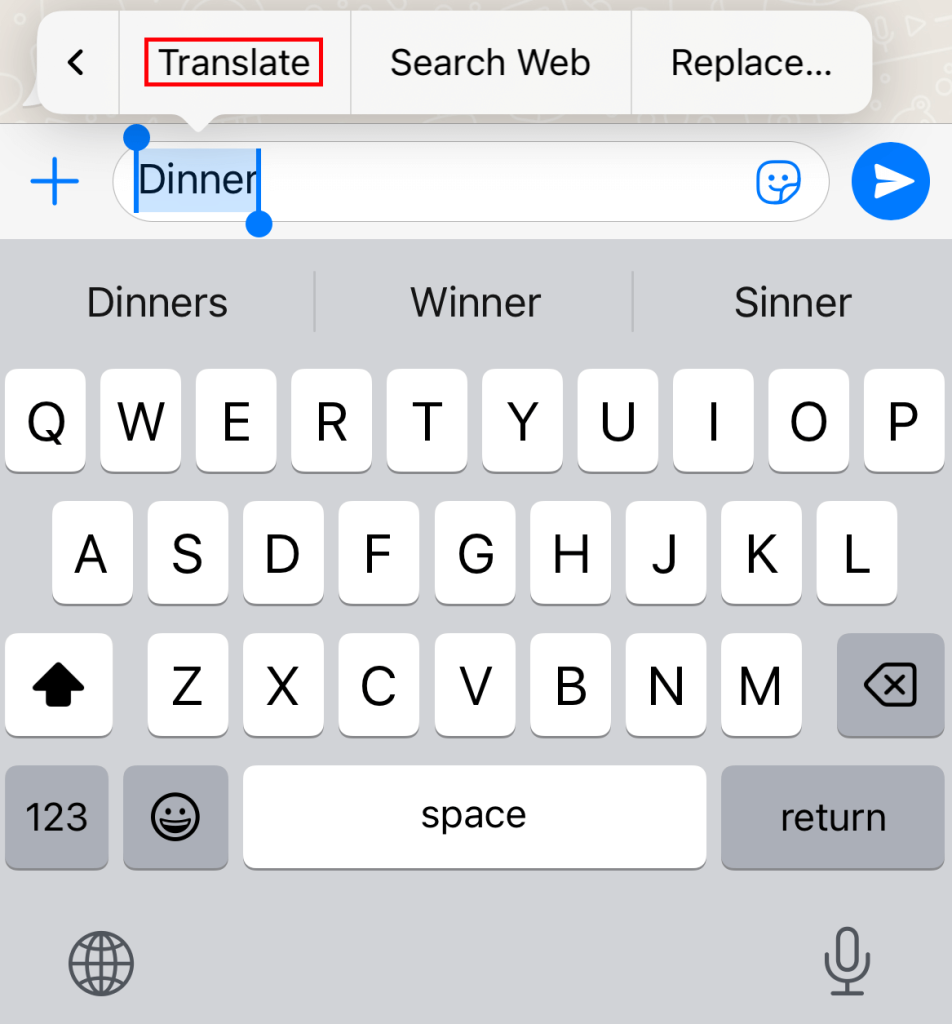 choose the Translate option