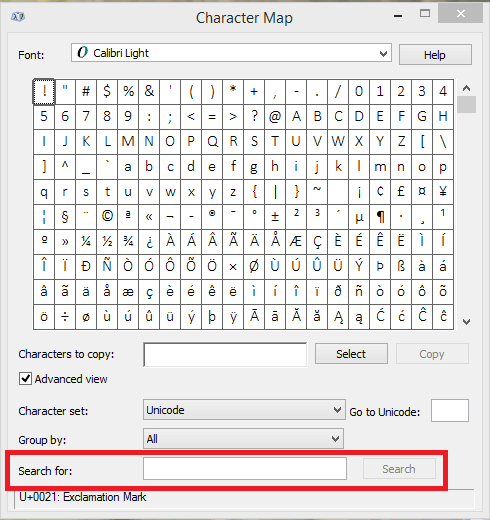 Type Square Root in the Search for: box