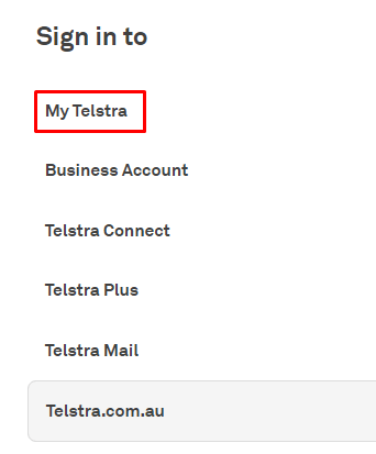 Select the My Telstra option