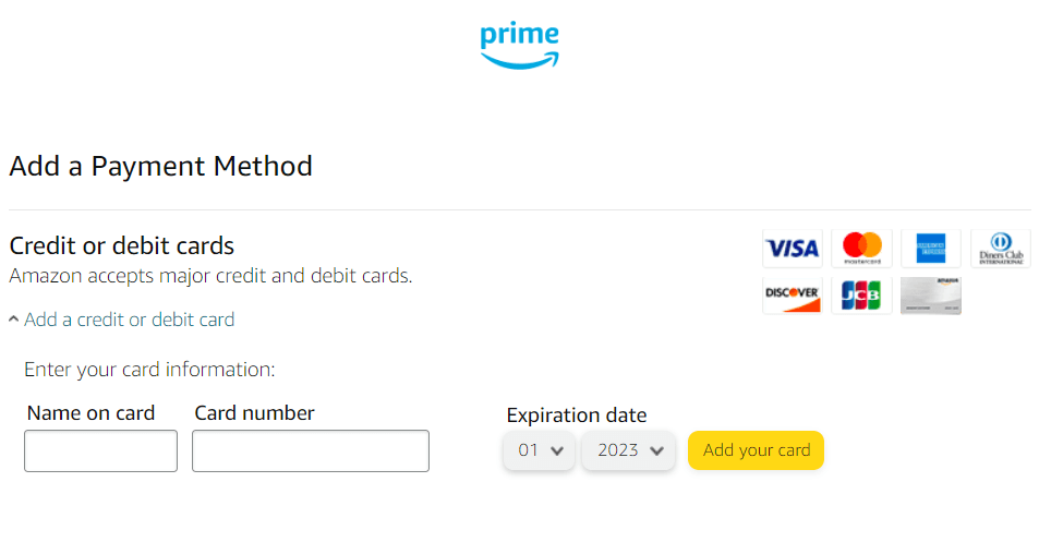 add a payment method.