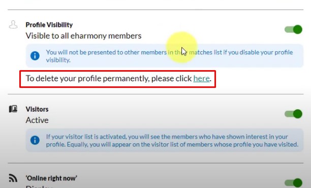 How to delete eharmony account