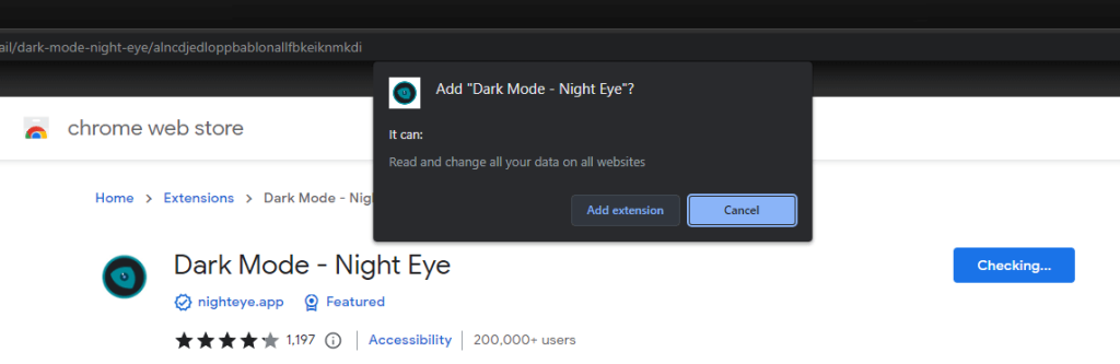 Add the Night Eye Extension to Chrome