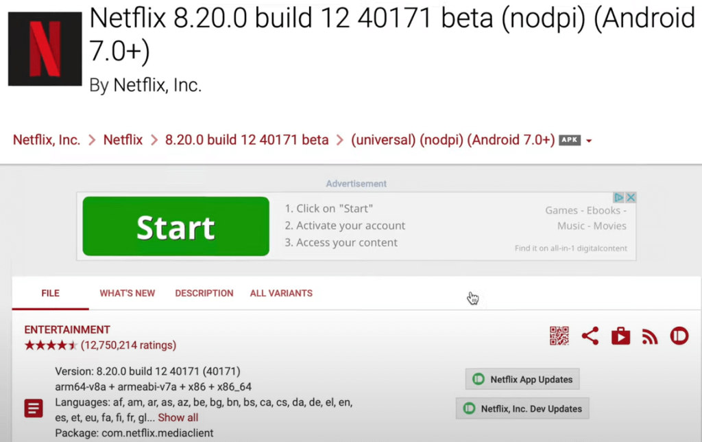 Install the Netflix APK on your device