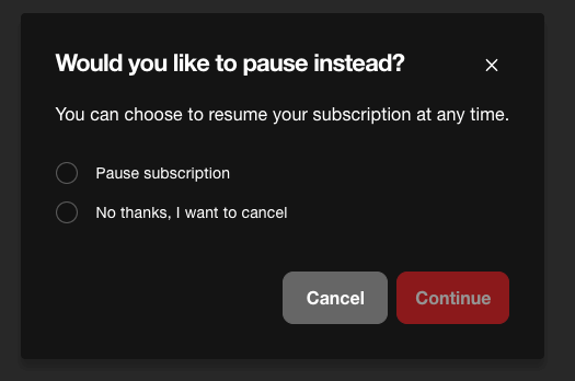 choose the “No thanks, I want to Cancel” option