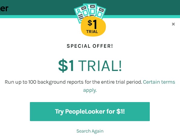 Click Try PeopleLooker for $1