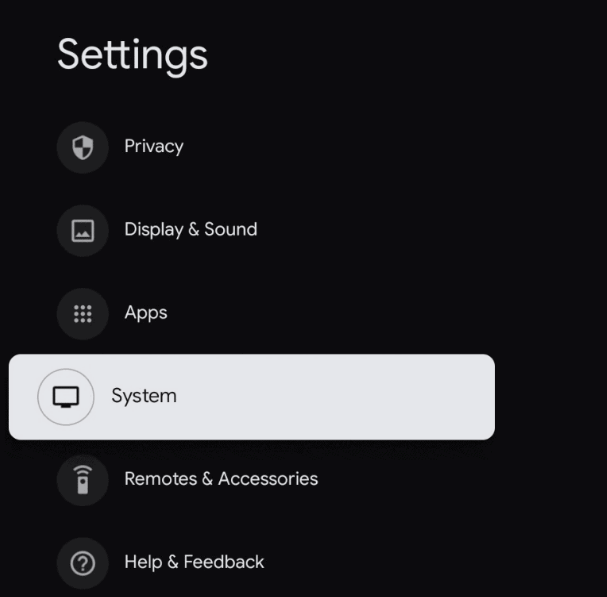 Click Settings and select System