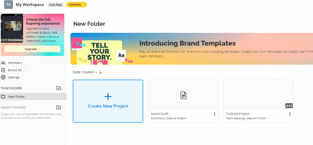 Click on Create A New Project