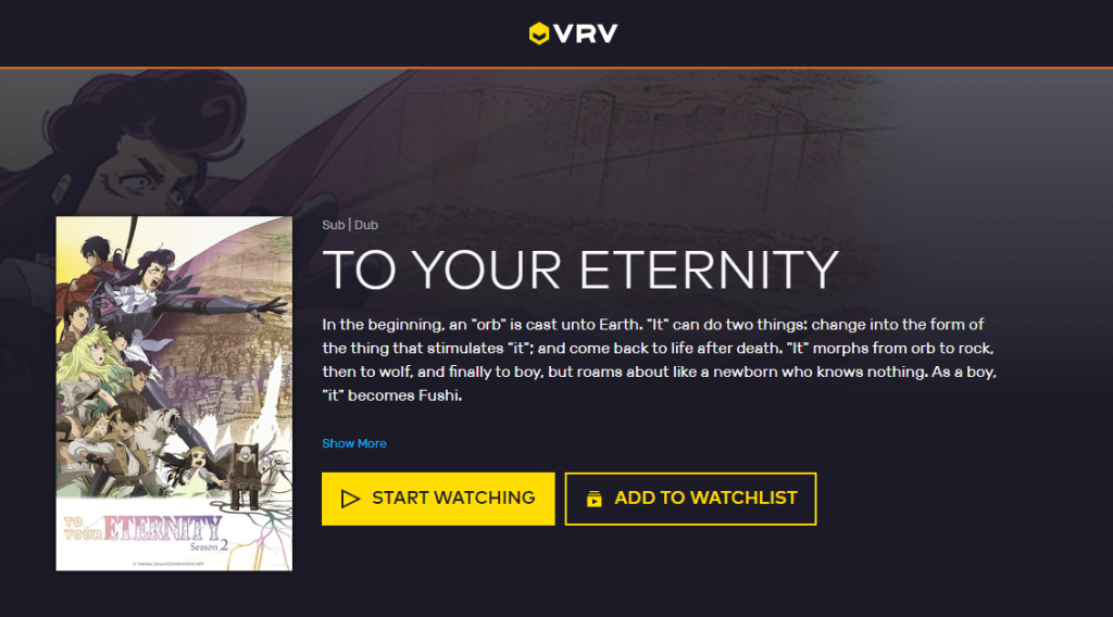 Watch To Your Eternity Season 2 on VRV