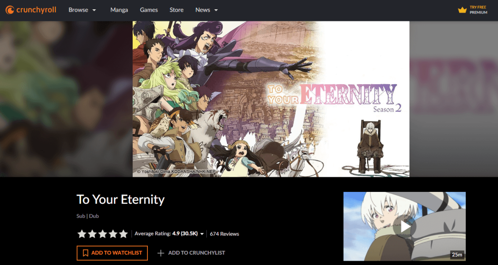 Watch To Your Eternity Season 2 on Crunchyroll