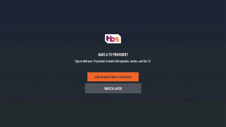 TBS Sign in with TV provider