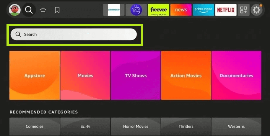 Click on the Search tile on your Firestick