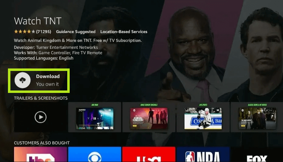 Download the TNT app on Firestick