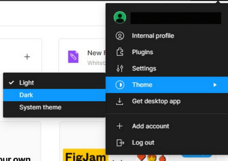 Choose Dark mode on Figma