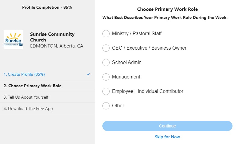 Choose Primary Work Role