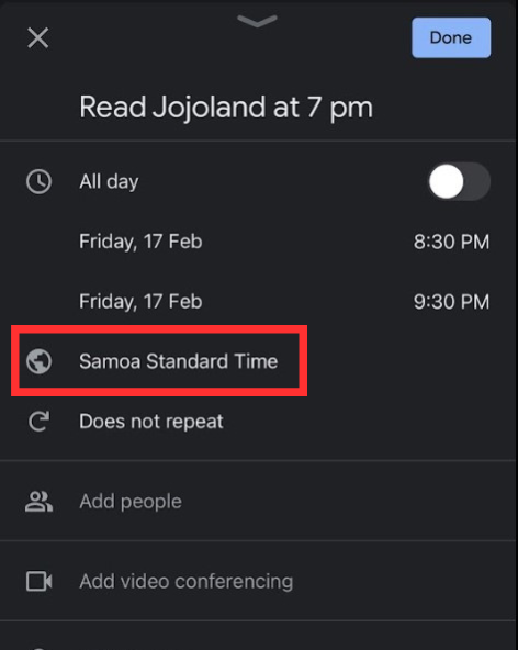 Choose the time zone