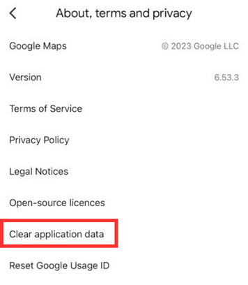 Click Clear application data