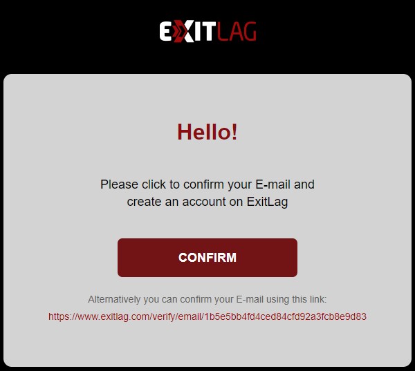 Click Confirm to get ExitLag free trial
