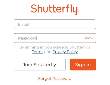 Sign in to your Shutterfly account
