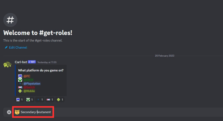 enter the emoji and name to make reaction roles on Discord