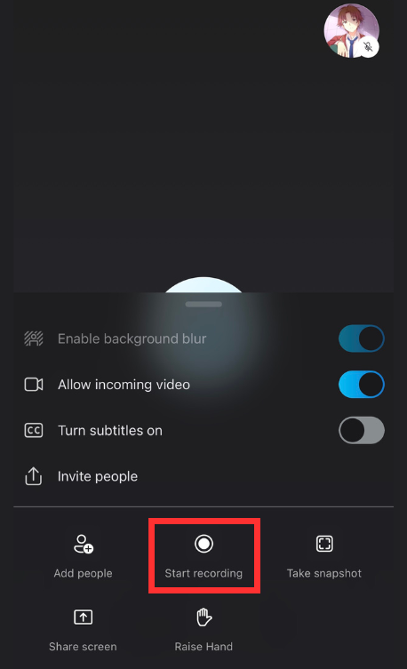 Click Start recording to Record a Call on Skype