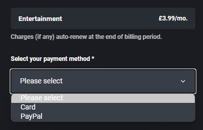 Select the payment method