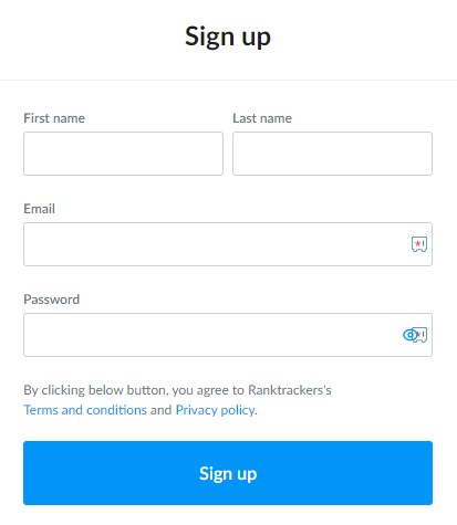 Sign-up with Rank Tracker