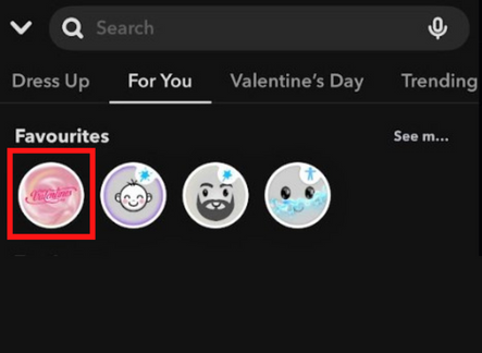 Choose Happy Valentine's Day filter on Snapchat