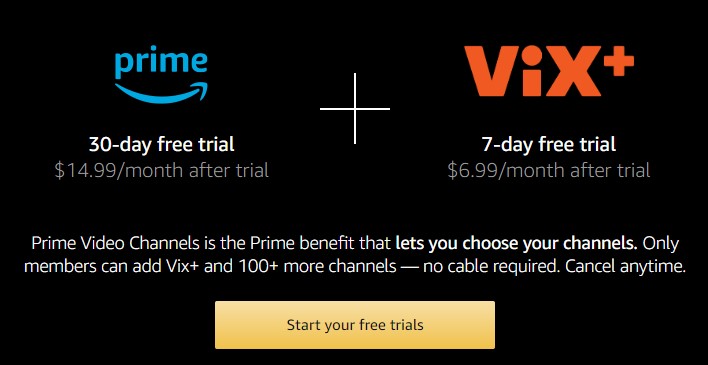 Choose Start Your Free Trials
