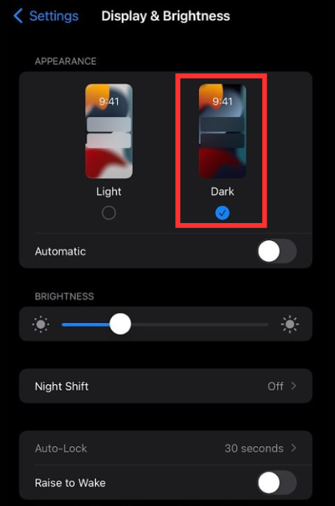 Hit Dark to enable dark mode on Zoom