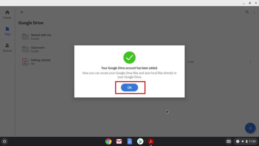 Link Google Drive account on Chromebook to use Adobe Reader