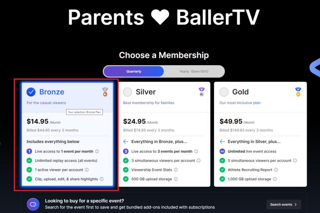 BallerTV Bronze Plan